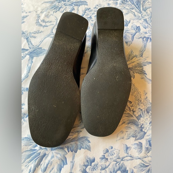 Etienne Aigner 9W Women's Blue Black Leather Slip On Loafers w/ Silver Buckle - Picture 6 of 8